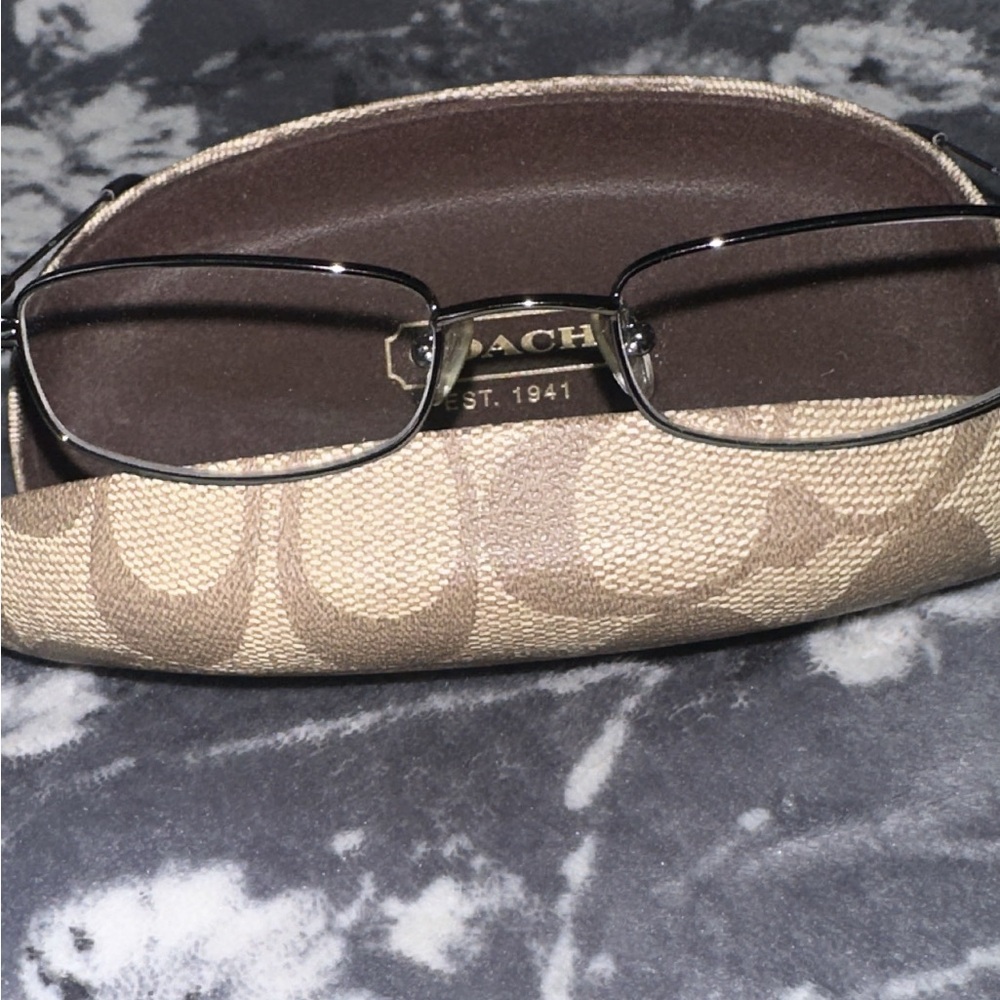 Coach Tan Glasses Case with Signature Monogram - FRAMES